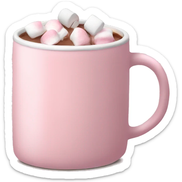 Light Pink mug of hot chocolate with marshmallows  sticker