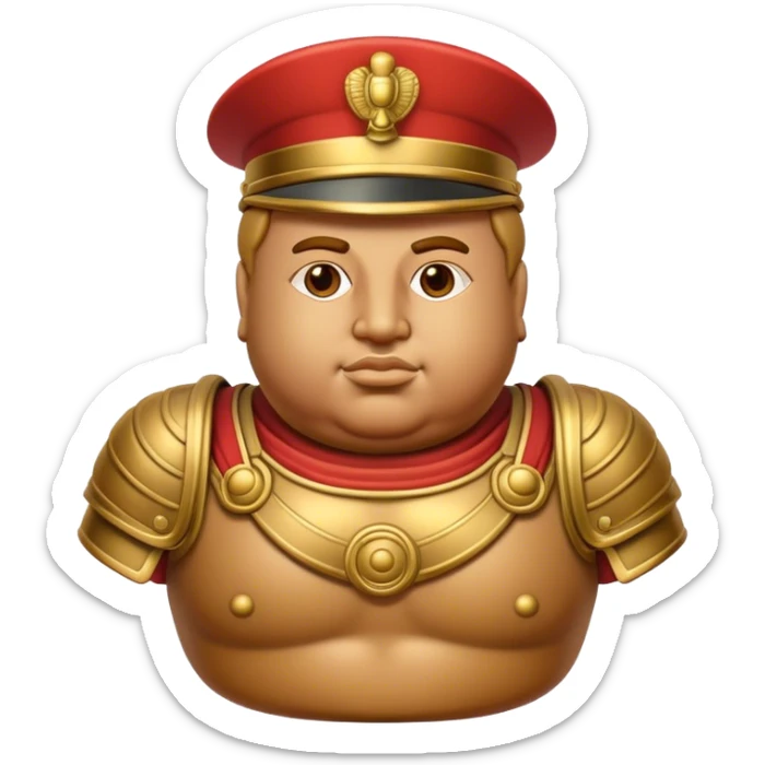 Cinematic Realistic Botero Bronze Roman fat Soldier Emoji. sticker
