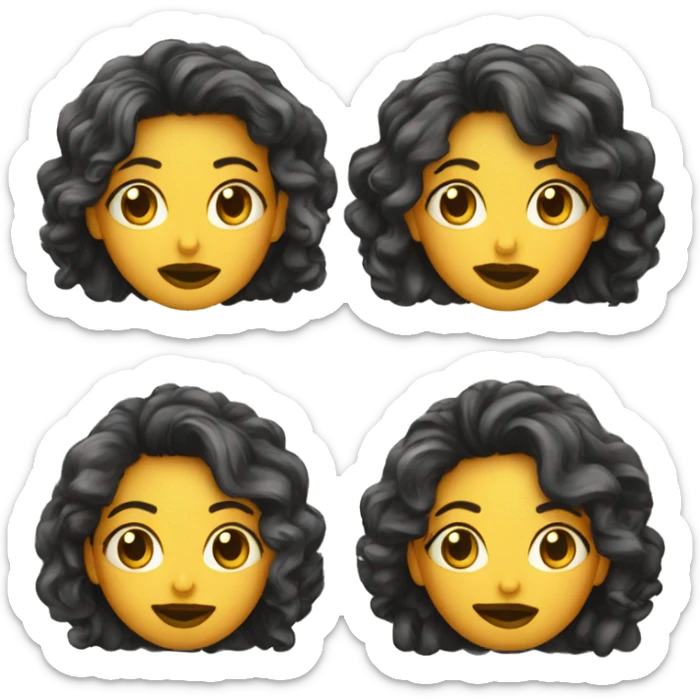 emoji con una cejaa levantada y los labios inchados y un moño en el pelo sticker