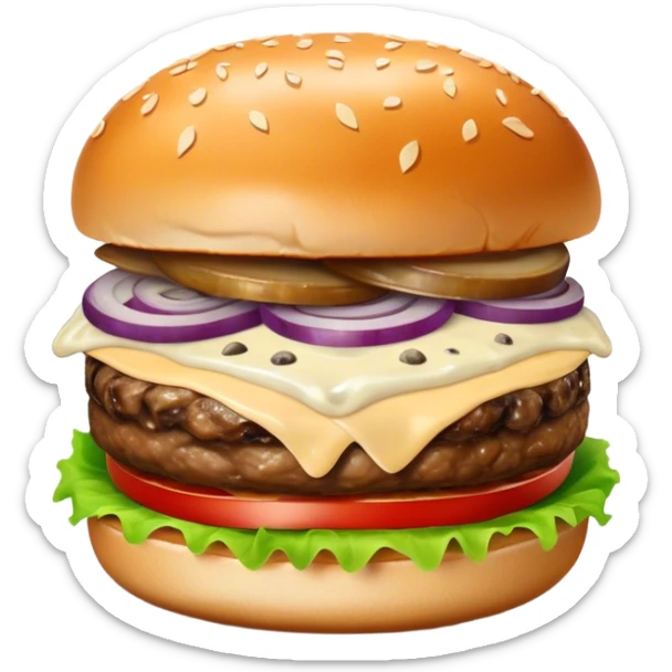 Burger with Swiss cheese, mushrooms, carmelized onions, and truffle aioli  sticker