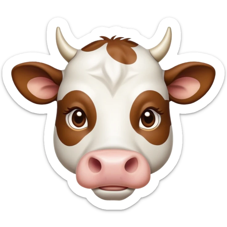 cinematic-noble-brown-and-white-cow-portrait-emoji,-poised-and-regal,-with-a-large,-sturdy-build-and-a-beautifully-patterned-hide-of-rich-brown-accented-by-crisp-white-patches,-deep-set-soulful-brown-eyes,-simplified-yet-sharp-and-sophisticated sticker