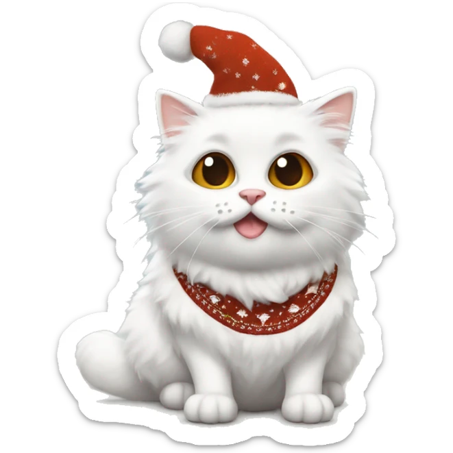 Fluffy white cat with brown patches on his eyes wearing a Christmas jumper  sticker