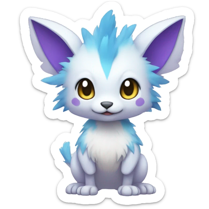 Cute cool white blue purple animal hybrid Fakemon full body sticker