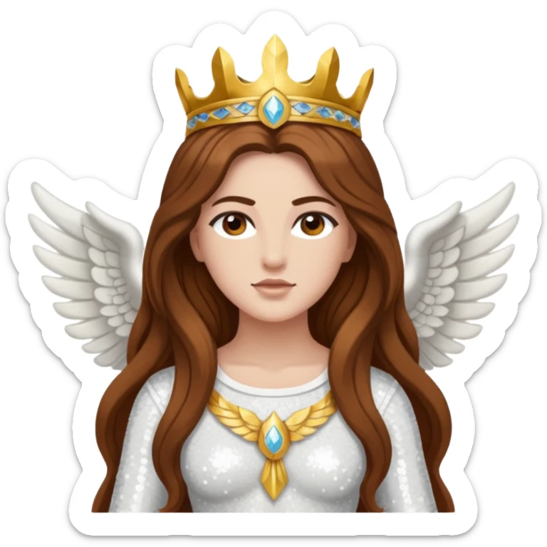 Nike, Goddess of Victory from Gods and Goddesses with long brown hair, white sequin outfit sticker