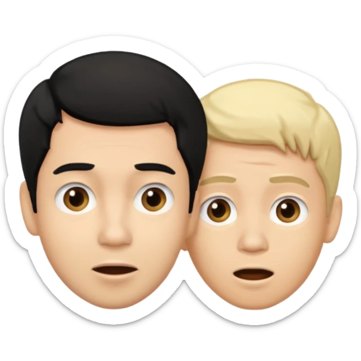 light skin black hair man surprised talking with a light skin and blonde hair man sticker