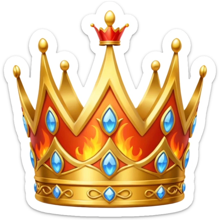 Golden fiery princess crown sticker