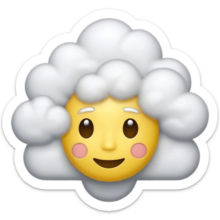 clouds spinning around the head of a yellow face emoji that looks spaced out sticker
