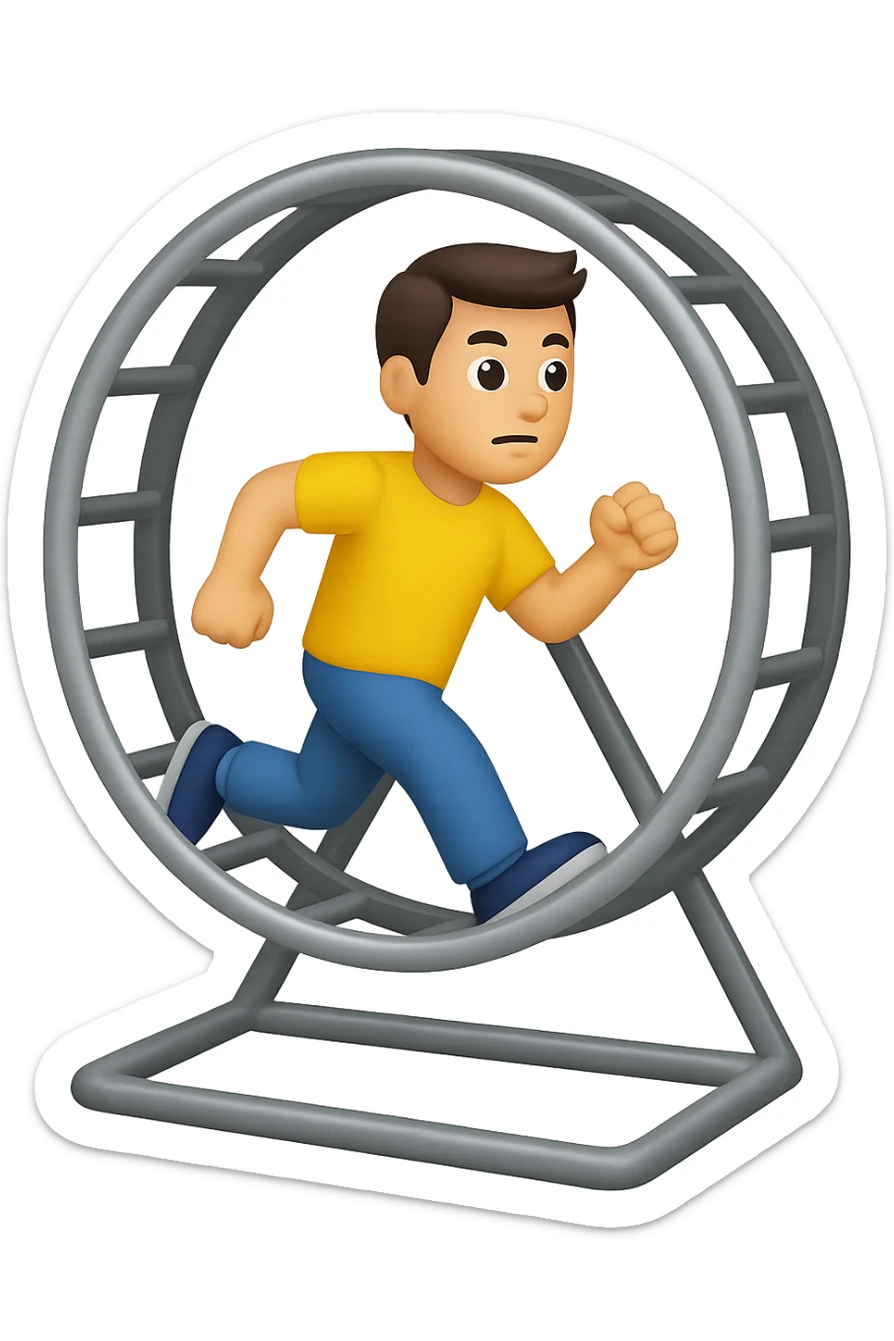 Uomo che corre dentro la ruota del criceto emoji style iphone  sticker