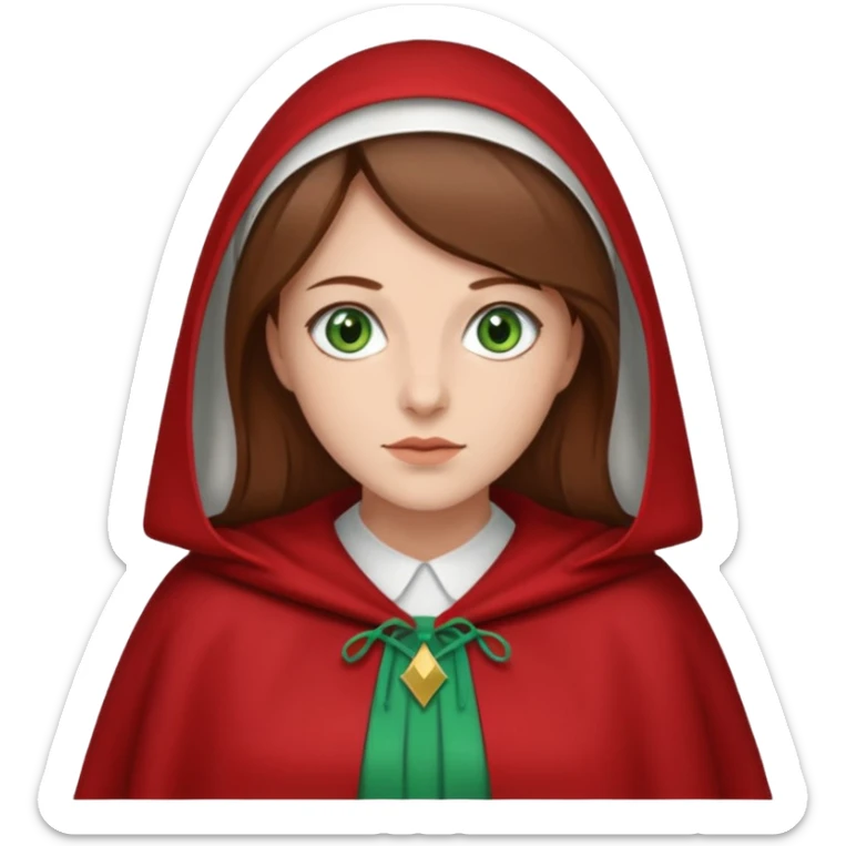Handmaid woman with brown hair and green eyes sticker