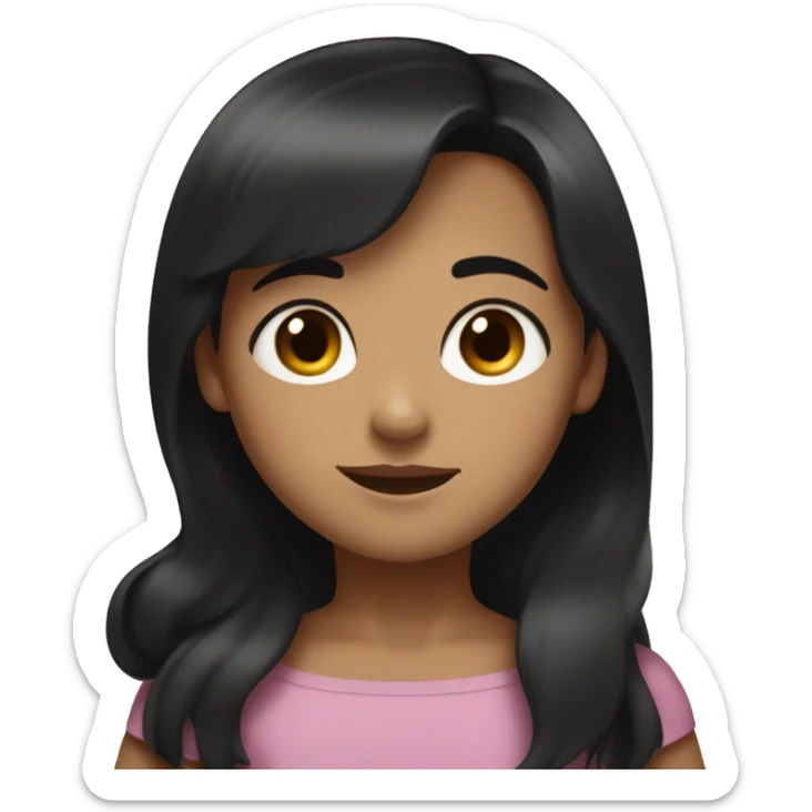 woman with shoulder length black hair and tan skin and dark eyes hugging a little girl with light skin and brown hair and light brown eyes sticker