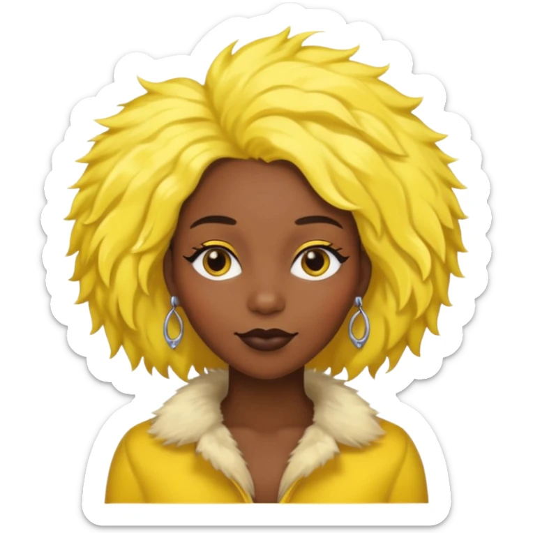 fashionist black woman with yellow fur hair clip sticker