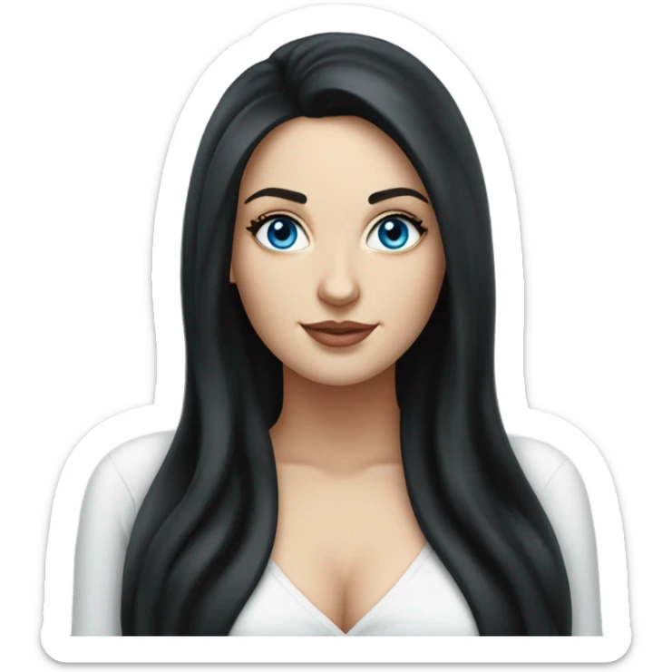profle picture stunning curvy white woman, long black hair, blue eyes sticker