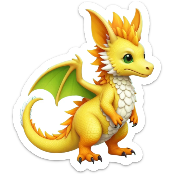Orange-Banana-Pear-themed "Dutch Angel Dragon"-"Vernid"-"Trico"-furry-Fakémon-hybrid-creature (full body) sticker