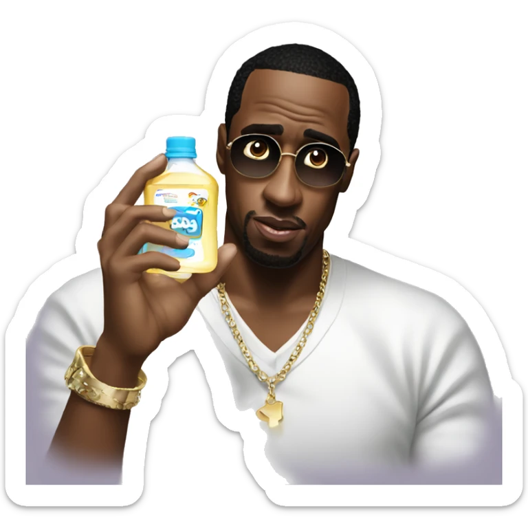 P diddy holding baby oil sticker