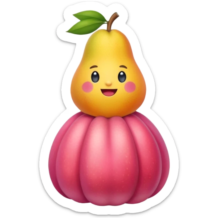 eine birne in einem pinken kleid soll aussehen wie eine reiche frau aber als birne die frau soll eine birne sein die frucht  sticker