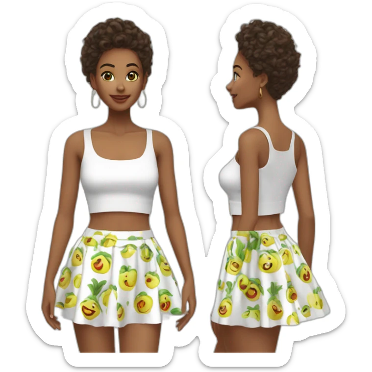 Beautiful teen crop top and skirt sticker