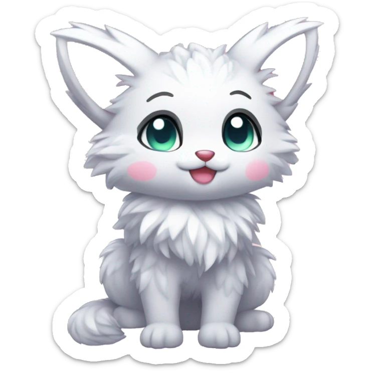 High quality detailed Cute Cool Kawaii stylish Pretty Chibi Fur-Sona Shiny Colorful Sparkly Fakemon Full Body sticker