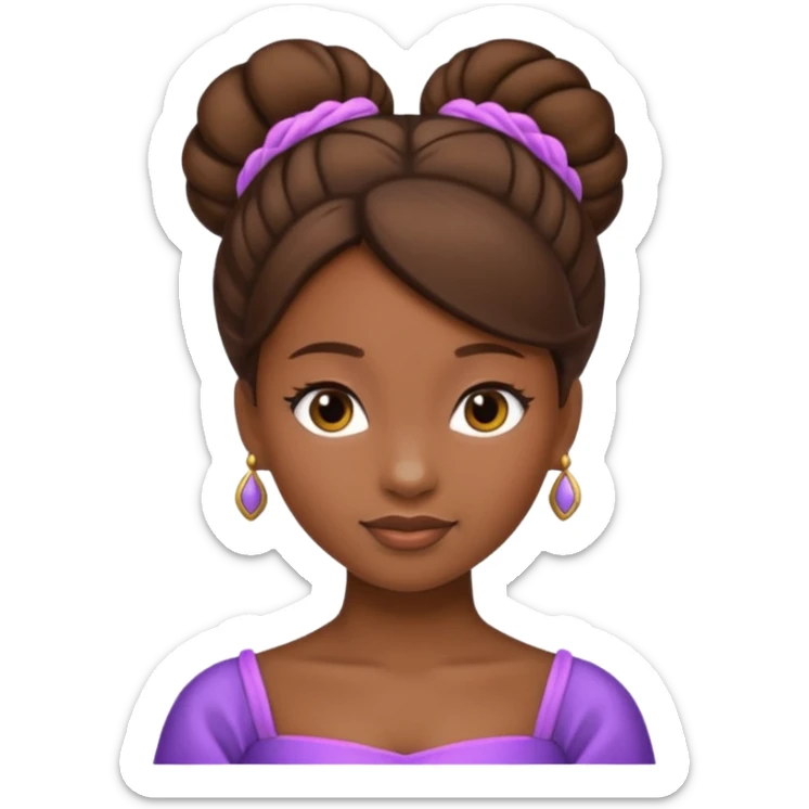 tạo cho tôi emoji tạo hình của công chúa da đen tóc nâu búi tóc 1 bên sticker