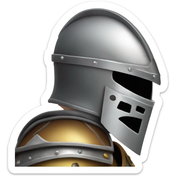 A knight we see  the shoulder and the head with the helmet on the head. add a sword and also a cross on the armour and we see only to his wasit sticker