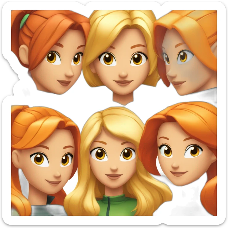totally spies three girls with blond-hair black-hair orange-hair sticker