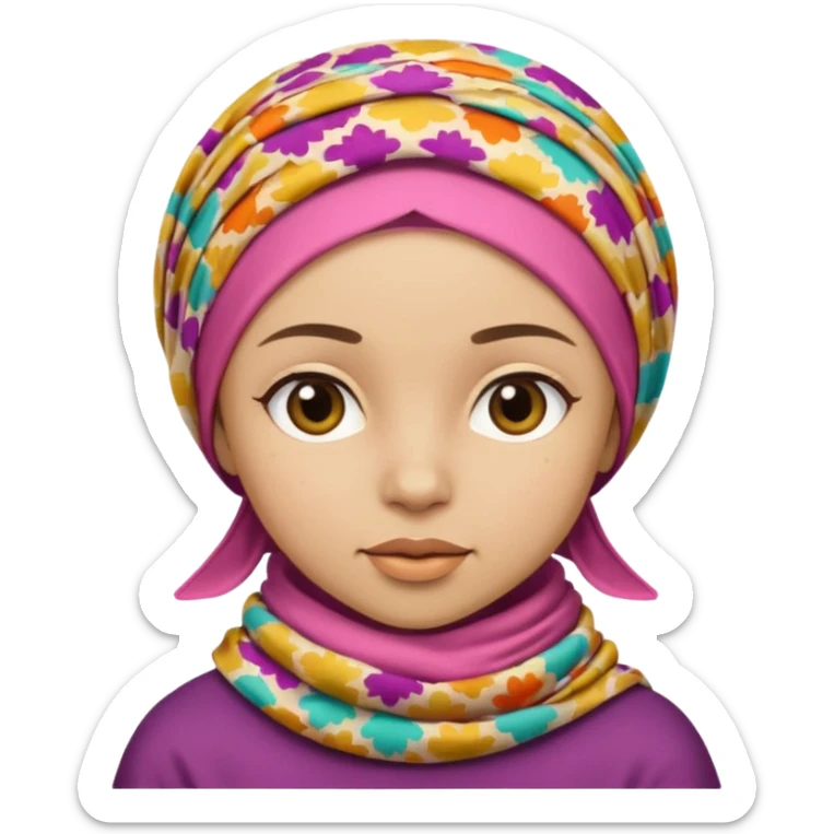 Une fille qui porte une foulare de son tete sans détails de visage  sticker