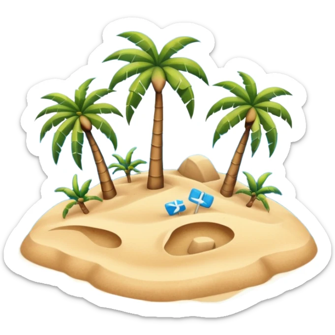 emoji of desert island in the middle of the blue sea sticker