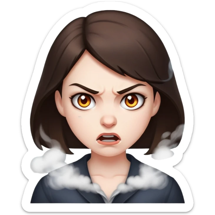 Brunette girl with steam coming out of her ears mad  sticker
