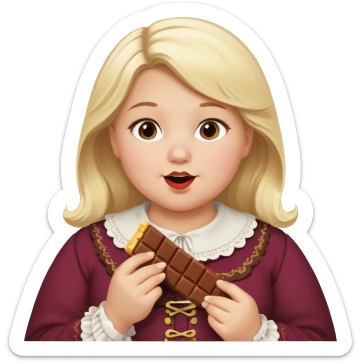 Big fat girl with blonde hair eating chocolate in Austria  sticker