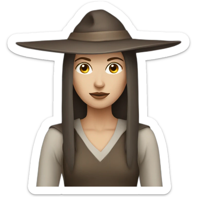 White witch with short straight brown sticker