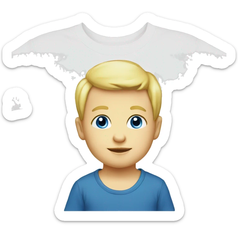 Boy blonde toddler full body blue eyes t shirt sticker