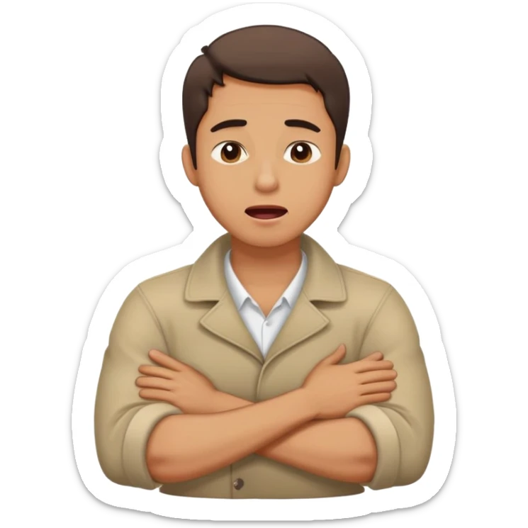 guy crossing arms holding neck sticking tongue out and eyes closed ￼ sticker