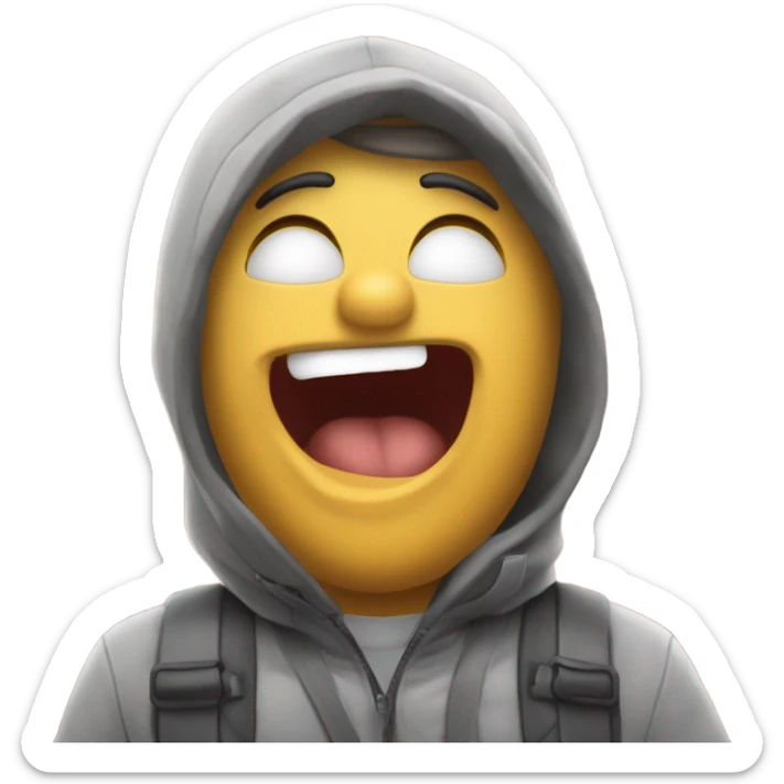 Epji qui pleure avec une main sur la bouche et une autre si main qui point la tête  sticker