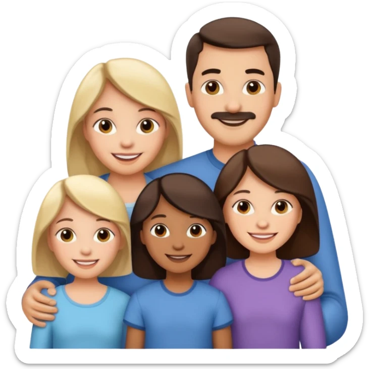 Happy family of 5: mom, dad, two sisters and brother sticker