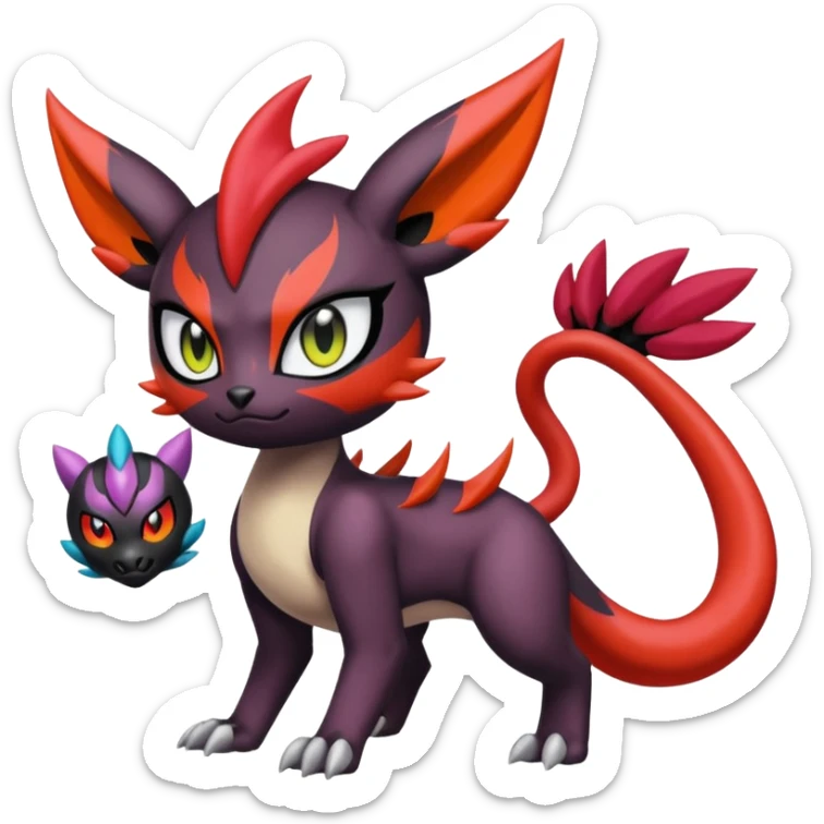 Colorful Cool Badass  Meloetta-Litten-Noibat-Guilmon-Darkrai-Pokémon-Fakémon-fusion-hybrid-creature sticker
