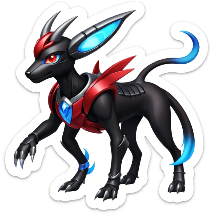 Shiny Gothic Exotic Futuristic Houndoom-Genesect-Pokémon-Fakémon-hybrid-creature sticker