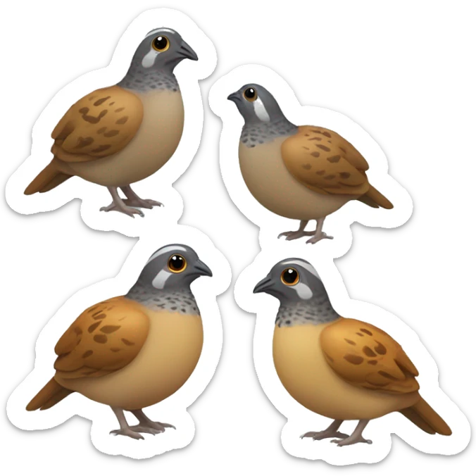 Design a quail-bird emoji resembling a quail.
The emoji should be small and round, with a plump body. Create a quail bird emoji sticker