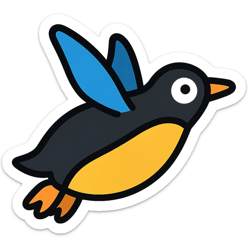 penguin flying sticker