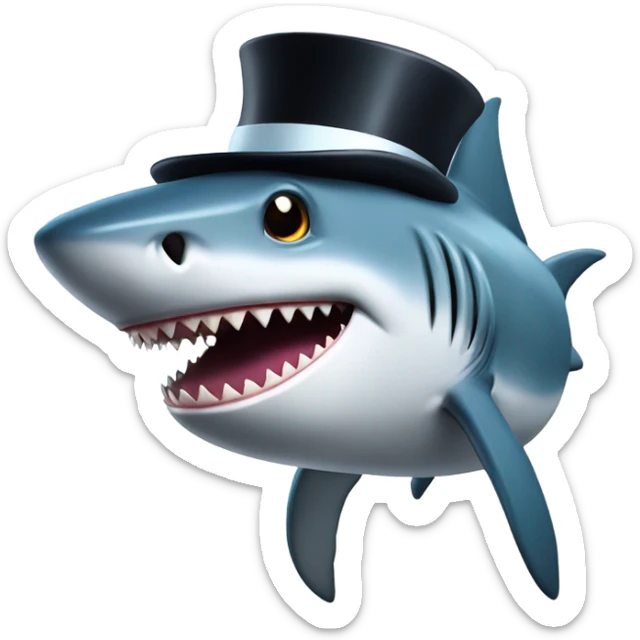 Shark with a top hat sticker