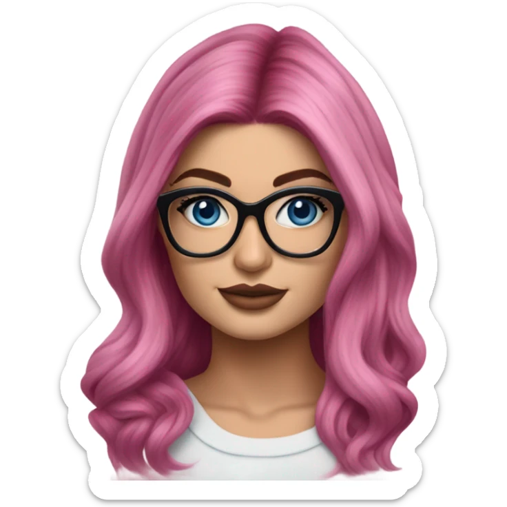 Photo Realistic kylie jenner stylish pink hair BLUE eyes and glasses elegant  sticker