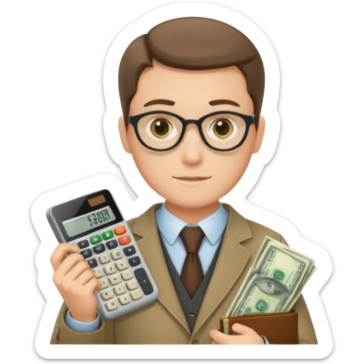finanzwirt mit geld und taschenrechner in den händen sticker