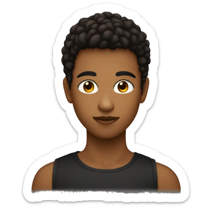 Adolescentes con piel nestisa y pelo negro que tenga un buzo negro y ojos marrones sticker