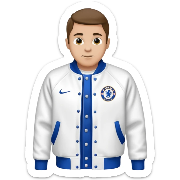 a blue baseball jacket with white sleeves piece of clothes item only
In Chelsea FC theme sticker