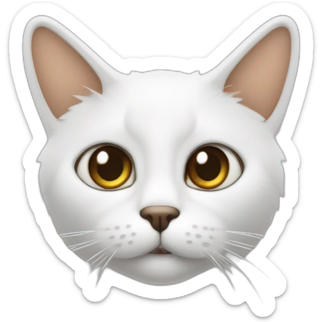 Chat blanc aux poils mis long, aux yeux verts, avec bout des oreilles à taches marron sticker