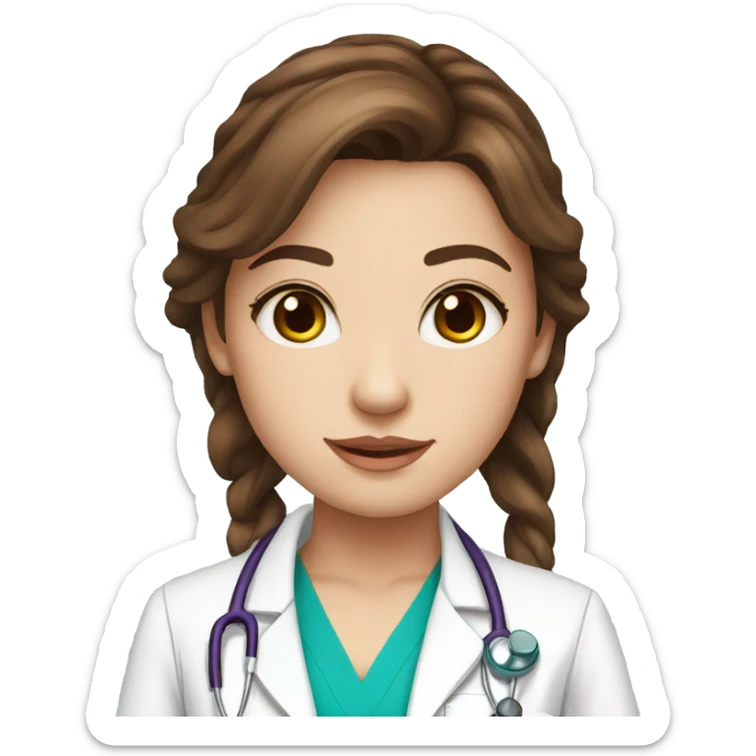 beautiful girl with brown hair blue eyes doctor sticker