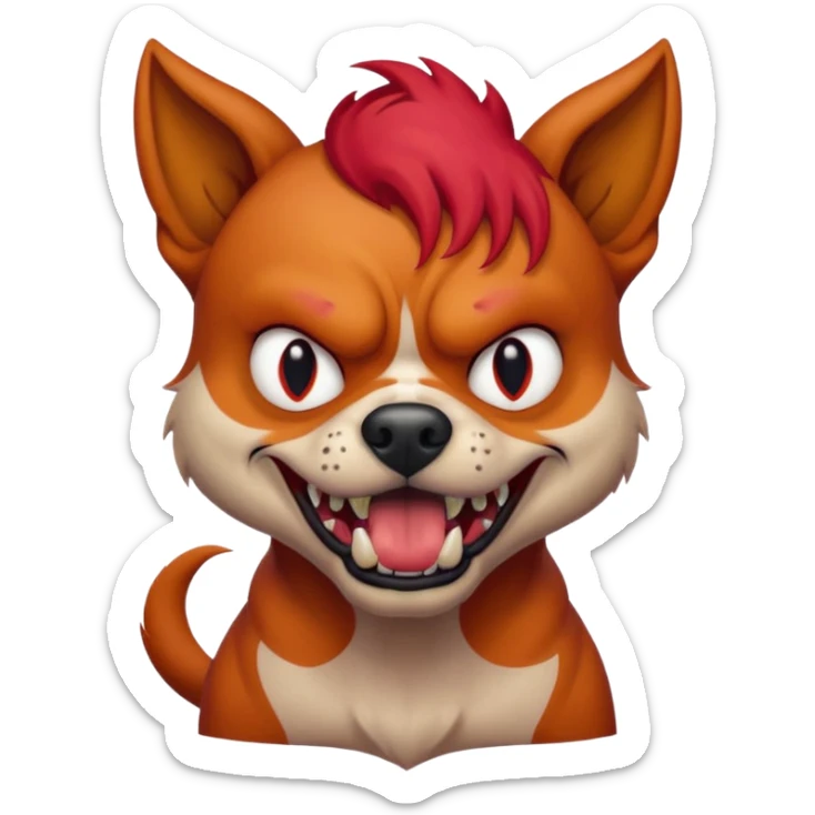 tattoed scary looking dog with red hair sticker