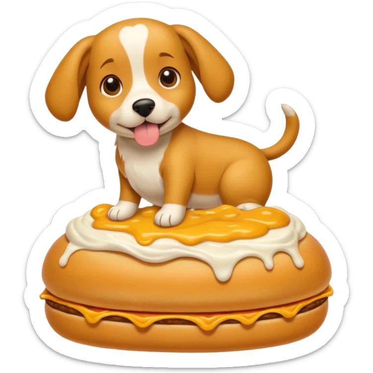 Um cachorro salsicha em cima de um pão de cachorro quente com mostarda em cima sticker