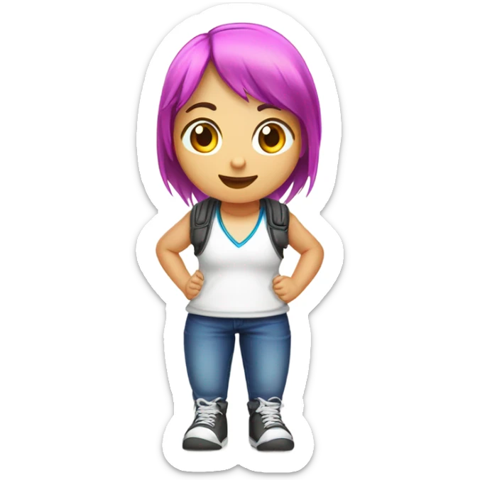 una niña gamer jugando video juegos con camisa del ba sticker