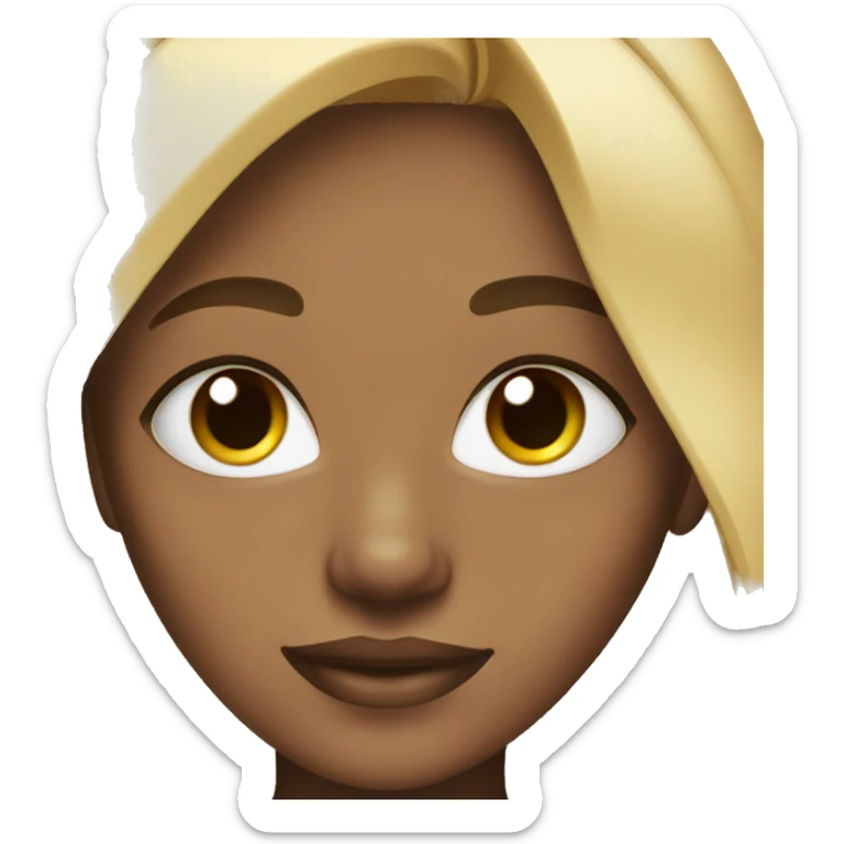 A black girl with blonde hair blue eyes and freckles sticker