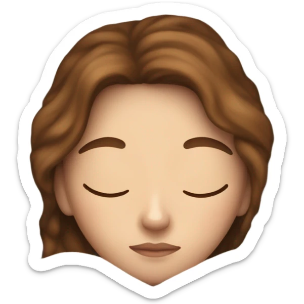 White girl with frekles Brown hair sleeping peacfully with blankets and pillow sticker