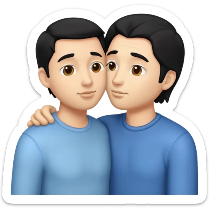 Make this into an emoji of us kissing, he has black hair sticker